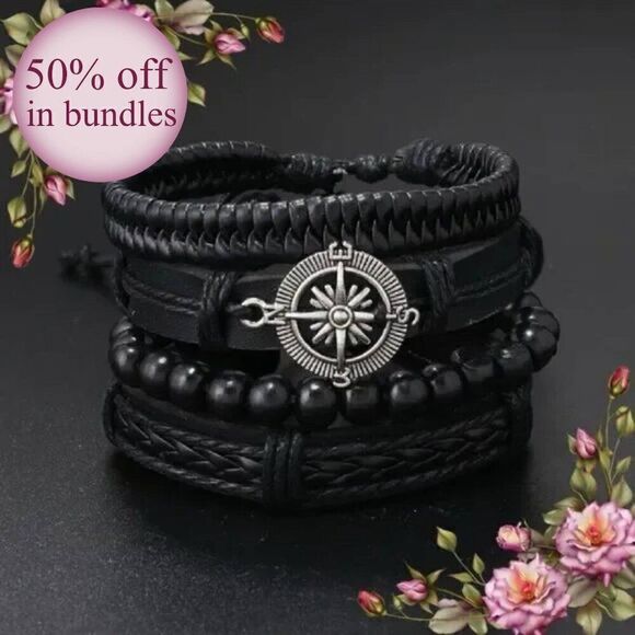 4Pcs/Set Compass Decor Bracelet Poly Urethane set - Picture 1 of 11